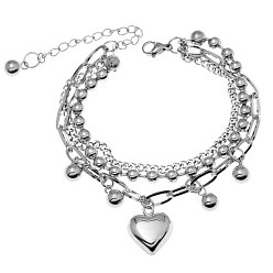 5# Stylish Hip-Hop Stainless Steel Heart Pendant Women's Bracelet