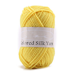 Yellow 4-Ply Milk Cotton Polyester Yarn for Tufting Gun Rugs, Amigurumi Yarn, Crochet Yarn, for Sweater Hat Socks Baby Blankets, Yellow, 2mm, about 92.96 Yards(85m)/Skein