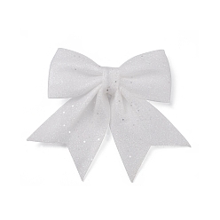 White Glitter Cloth Bowknot Pendant Decoration, for Christmas Tree Gift Box Hanging Ornaments, White, 165~180x160~175x19~20mm