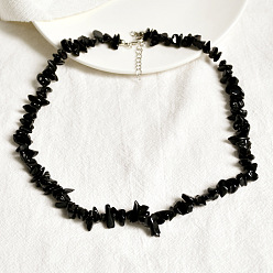 Blackstone Beachy Purple Crystal Collar Necklace for Women - Unique Stone Chips and Beads Jewelry