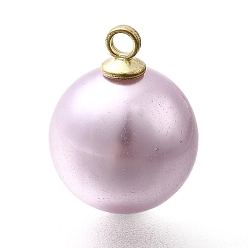 чертополох Подвески из АБС-пластика с жемчугом, круглые, с петлей из легкого золотого сплава, чертополох, 18x13.5 мм, отверстие : 1.8 мм