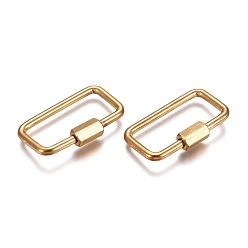 Golden 304 Stainless Steel Screw Carabiner Lock Charms, for Necklaces Making, Rectangle, Golden, 25.5x14.5x4mm, Screw: 7x4.5x4mm