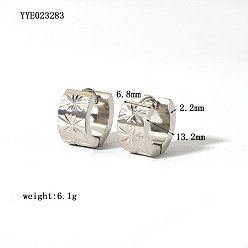 Платина Стильные 304 из нержавеющей стали обруч серьги, платина, 13.2x6.8x2.2 мм