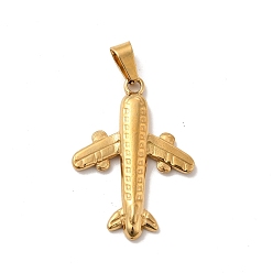 Golden Vacuum Plating 201 Stainless Steel Pendants, Plane Charms, Golden, 32x23x3mm, Hole: 7x3.5mm