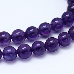 Amethyst Natural Amethyst Round Bead Strands, Grade AA+, 12mm, Hole: 1mm, about 32pcs/strand, 15.5 inch