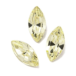 Нарцисс Стеклянные стразы кабошоны, задние и задние, граненые, лошадиный глаз , бледно-желтый цвет, 10x5x3.5 мм