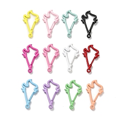 Mixed Color Spray Painted Alloy Locking Carabiner, Key Snap Hook Clasps for Keychains, Bird, Mixed Color, 35.5x20.5x6mm, Hole: 2.3mm