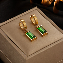 earrings Retro Titanium Green Diamond Lock Collar Earrings Set