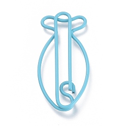 Sky Blue Fish Shape Iron Paperclips, Cute Paper Clips, Funny Bookmark Marking Clips, Sky Blue, 33x15x2mm