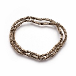 Antique Bronze Plated Electroplated Non-magnetic Synthetic Hematite Beads Strands, Disc, Antique Bronze Plated, 4x1.5mm, Hole: 0.8mm, about 266pcs/strand, 15.74 inch(40cm)