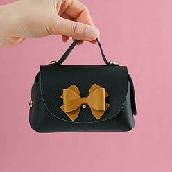 Black Creative Imitation Leather Wedding Candy Bag, Black, 12x8x7cm