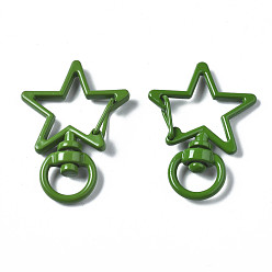 Зеленый Из экологически чистого сплава, окрашенного распылением, поворотные карабины с карабинами, без кадмия, без никеля и без свинца, звезда, зелёные, 34x24.5x6.5 мм, отверстие : 5x9 мм
