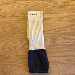 Midnight Blue Cotton Knitting Socks, Two Tone Long Winter Warm Thermal Socks, Midnight Blue, 330x90mm