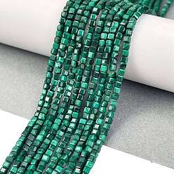 Малахит Природного малахита бисер нитей, граненые, кубические, 2.5x2.5x2.5 мм, отверстие : 0.5 мм, около 186~188 шт / нитка, 15.16~15.35 дюйм (38.5~39 см)