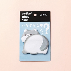 Cat Shape Cartoon Animal Memo Pad Sticky Notes, Sticker Tabs, for Office School Reading, Cat Shape, 70~85mm, 30 sheets/book