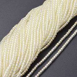 Champagne Yellow Electroplate Glass Beads Strands, Full Rainbow Plated, Round, Champagne Yellow, 2.5mm, Hole: 0.7mm, about 177pcs/Strand, 14.09 inch(35.8cm)