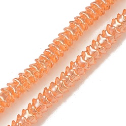 Dark Orange Electroplate Transparent Glass Beads Strands, Pearl Luster Plated, Flower, Dark Orange, 12x11x7mm, Hole: 1.2mm, about 134pcs/strand, 24.80 inch(63cm)