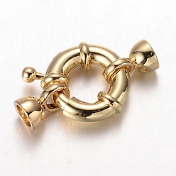 Golden Brass Spring Ring Clasps, Cadmium Free & Nickel Free & Lead Free, Golden, 15x5mm, Hole: 4.5mm
