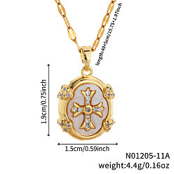 Золотой Элегантные модные латунные прозрачные кубические цирконии овальные крестовые подвески ожерелья, идеальный подарок для дам, золотые, 15.75 дюйм (40 см)