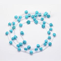 Synthetic Turquoise Synthetic Turquoise Beads, Rose, 8x6~7mm, Hole: 1mm