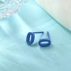 Blue Hypoallergenic Bioceramics Zirconia Ceramic Stud Earrings, Number 0, No Fading and Nickel Free, Blue, 7x4.5mm