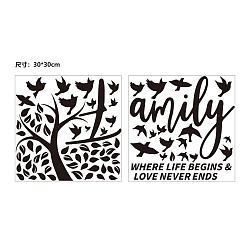 Bird Mirror Wall Stickers, Square, Self Adhesive Acrylic Mirror Sheets, for Home Living Room Bedroom Decor, Bird Pattern, 300x300x1mm, 2pcs/set