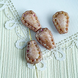 Pêche Perles de verre tchèques, larme, peachpuff, 17x12mm