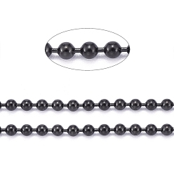 Electrophoresis Black 304 Stainless Steel Ball Chains, with Spool, Electrophoresis Black, 2mm, about 32.8 Feet(10m)/roll