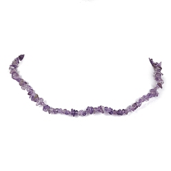 Amethyst Natural Amethyst Chip Beaded Necklace, Stainless Steel Color, 15.94~15.98 inch(40.5~40.6cm)