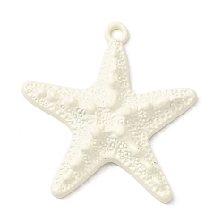 Белый Большие подвески из сплава с аэрозольной краской, морская звезда, белые, 59.5x56x9 мм, отверстие : 4 мм