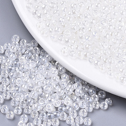 Clear Transparent Glass Beads, Lustered, Round, Clear, 4x3mm, Hole: 1mm, about 4500pcs/bag