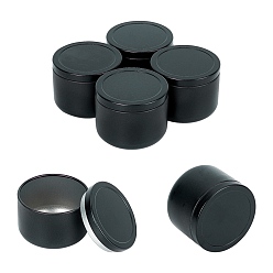Black Tinplate Storage Box, Jewelry Box, with Slip-on Lid, for DIY Candles, Dry Storage, Spices, Tea, Candy, Party Favors, Round, Black, 5.45x4.3cm, Capacity: 30g