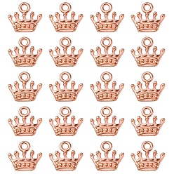 Rose Gold Zinc Alloy Charms, Lead Free & Cadmium Free, Crown Shape, Rose Gold, 13x14x3mm, Hole: 2mm
