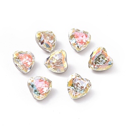 Light Crystal AB K9 Glass Rhinestone Cabochons, Pointed Back & Back Plated, Faceted, Heart, Light Crystal AB, 10x10x7mm