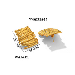 Rectangle Модные нестандартные 304 серьги-гвоздики из нержавеющей стали для женщин, золотые, прямоугольные, 27.8x27.1 мм