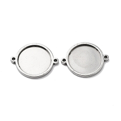 Stainless Steel Color 201 Stainless Steel Cabochon Connector Settings, Flat Round, Stainless Steel Color, Tray: 20mm, 23.4x29.2x2.3mm, Hole: 2mm