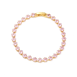 Лавандовый румянец Латунные ромбовидные кубические циркониевые ожерелья-чашки для женщин, реальный 18 k позолоченный, стойки покрытие, без кадмия и без свинца, долговечный, лавандовый румянец, 7-1/2 дюйм (19.1 см)