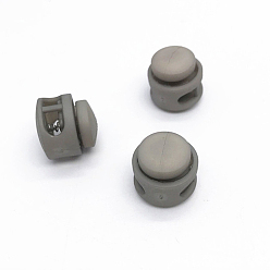 Gray Nylon Cord Locks Clip Ends, Double Hole Drawstring Stopper Fastener Buttons, Gray, 1.7cm, Hole: 6mm