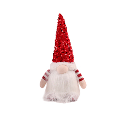 Red Christmas Themed Cloth Sequins Gnome Display Decorations, for Home Party Decoration, Red, 110x140x280mm