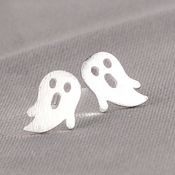 Ghost 925 Sterling Silver Stud Earrings, Ghost, 5mm