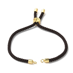 Коричневый Изготовление браслетов из хлопка, с латунной фурнитурой , плоские круглые с дерева жизни, реальный 18 k позолоченный, кофе, 8-5/8 дюйм (22 см), отверстие : 2 мм