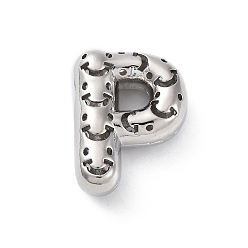 Letter P Латунные подвески, стойки покрытие, долговечный, без кадмия и без свинца, подвески с полыми буквами, Письмо P, 23x17x8.5 мм, отверстие : 4.7x3 мм