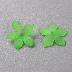 Lime Green Frosted Acrylic Bead Caps, 20x21.5x4.5mm, Hole: 1.6mm, about 1630pcs/500g