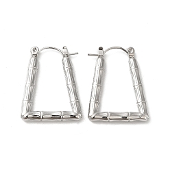 Stainless Steel Color 304 Stainless Hoop Earrings for Women, Trapezoid, Stainless Steel Color, 26.5x20.5x3mm