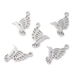 Stainless Steel Color 304 Stainless Steel Pendants, Laser Cut, Hummingbird, Stainless Steel Color, 15x9.5x1.1mm, Hole: 1.4mm