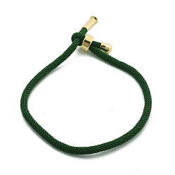 Темно-Зеленый Браслеты хлопок шнур, с латунной найти, долговечный, реальный 24 k позолоченный, темно-зеленый, 8-1/2 дюйм (21.5 см) ~ 9 дюйм (23 см)