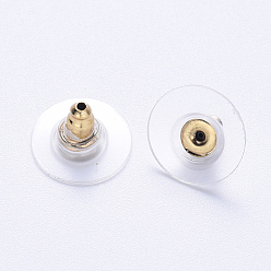 Golden 304 Stainless Steel Bullet Clutch Earring Backs, with Silicone Pads, Earring Nuts, Golden, 11.5x11.5x7mm, Hole: 1.2mm