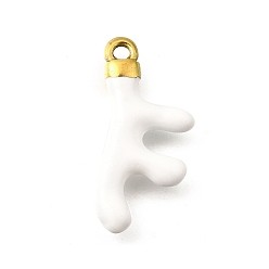 Белый 304 подвески из нержавеющей стали, с эмалью, ионное покрытие (ip), золотые, очарование в форме коралла, белые, 23.5x11x3 мм, отверстие : 1.6 мм