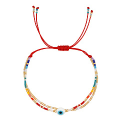 Разноцветный Миюки стеклянные бусины радужные сглаз регулируемые браслеты для женщин украшения в этническом стиле, красочный, 11 дюйм (28 см)