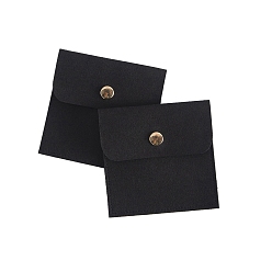 Negro Bolsas de terciopelo para guardar joyas con botón a presión., para embalaje de fiesta de bodas, plaza, negro, 8x8 cm